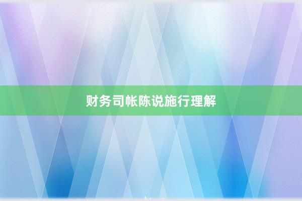 财务司帐陈说施行理解